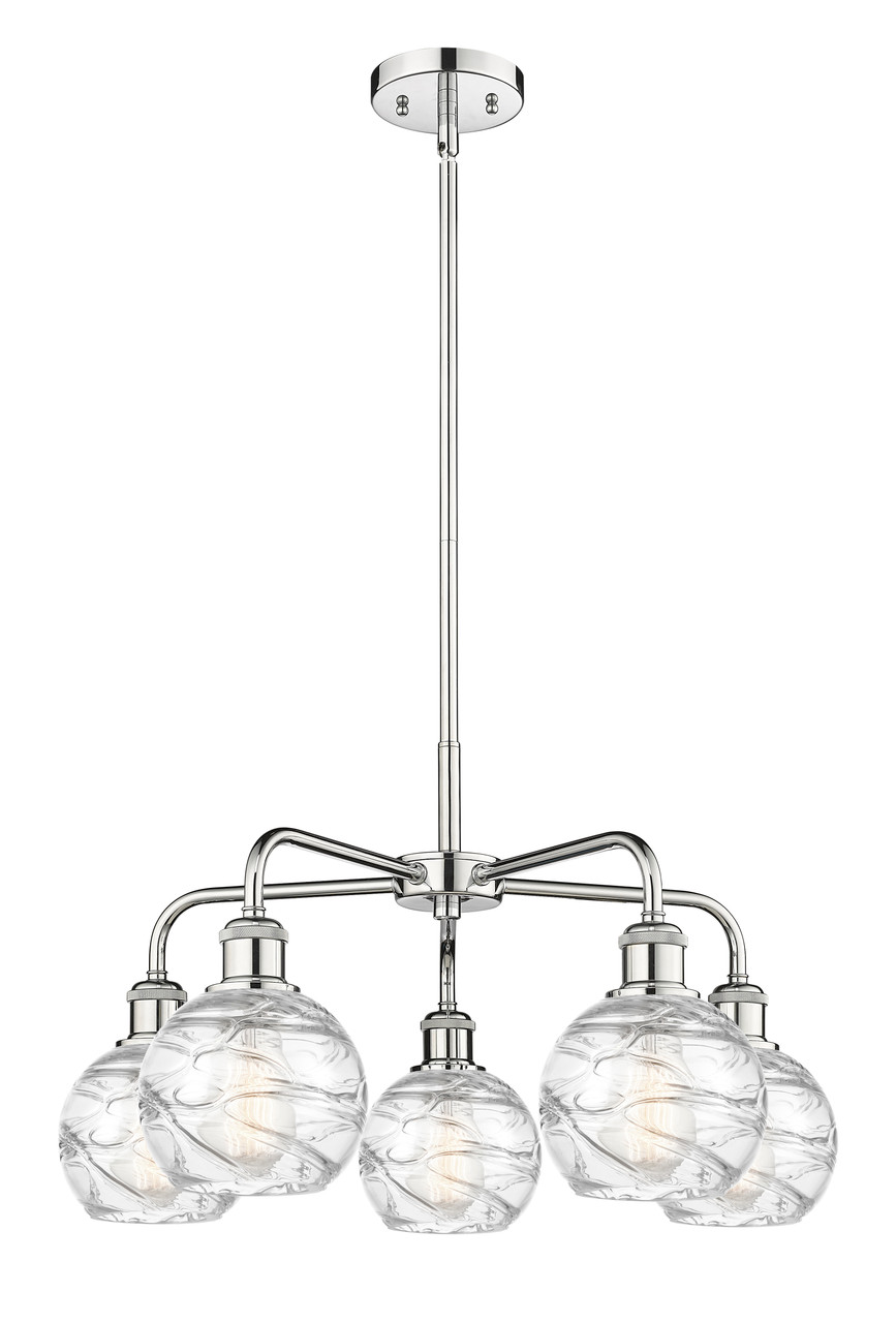 INNOVATIONS 516-5CR-PC-G1213-6 Athens Deco Swirl 5 23.875 inch Chandelier Polished Chrome