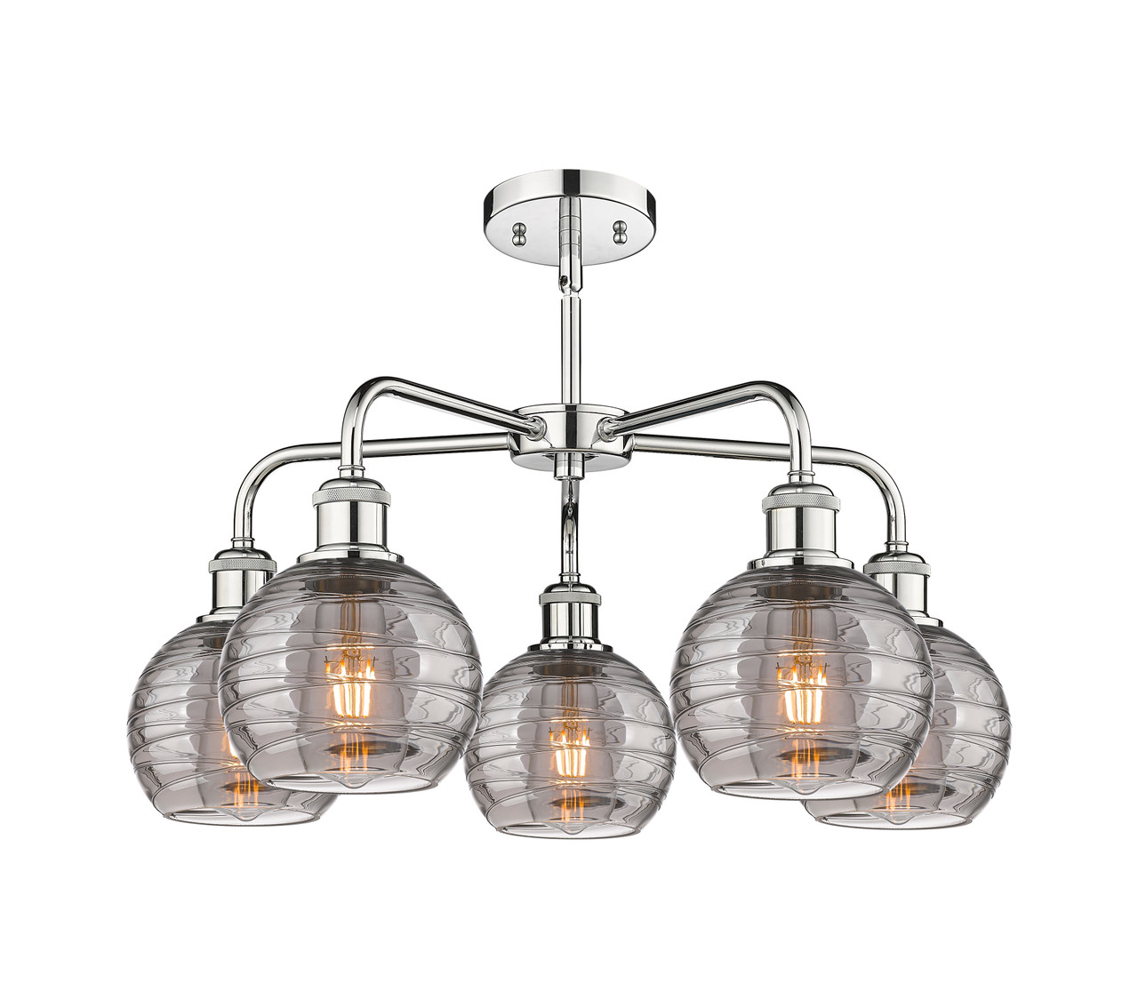 INNOVATIONS 516-5CR-PC-G1213-6SM Athens Deco Swirl 5 23.875 inch Chandelier Polished Chrome