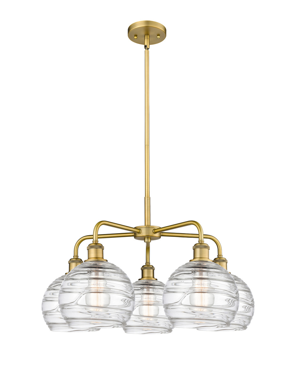 INNOVATIONS 516-5CR-BB-G1213-8 Athens Deco Swirl 5 26 inch Chandelier Brushed Brass