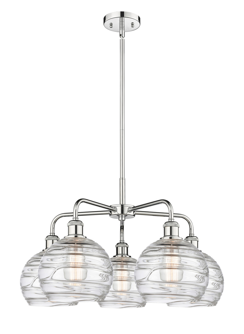 INNOVATIONS 516-5CR-PC-G1213-8 Athens Deco Swirl 5 26 inch Chandelier Polished Chrome