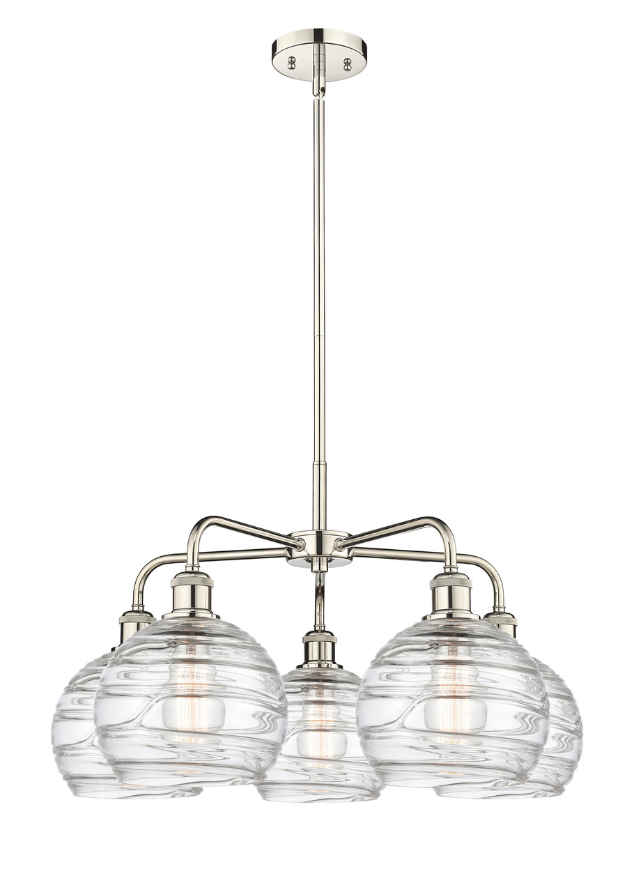 INNOVATIONS 516-5CR-PN-G1213-8 Athens Deco Swirl 5 26 inch Chandelier Polished Nickel