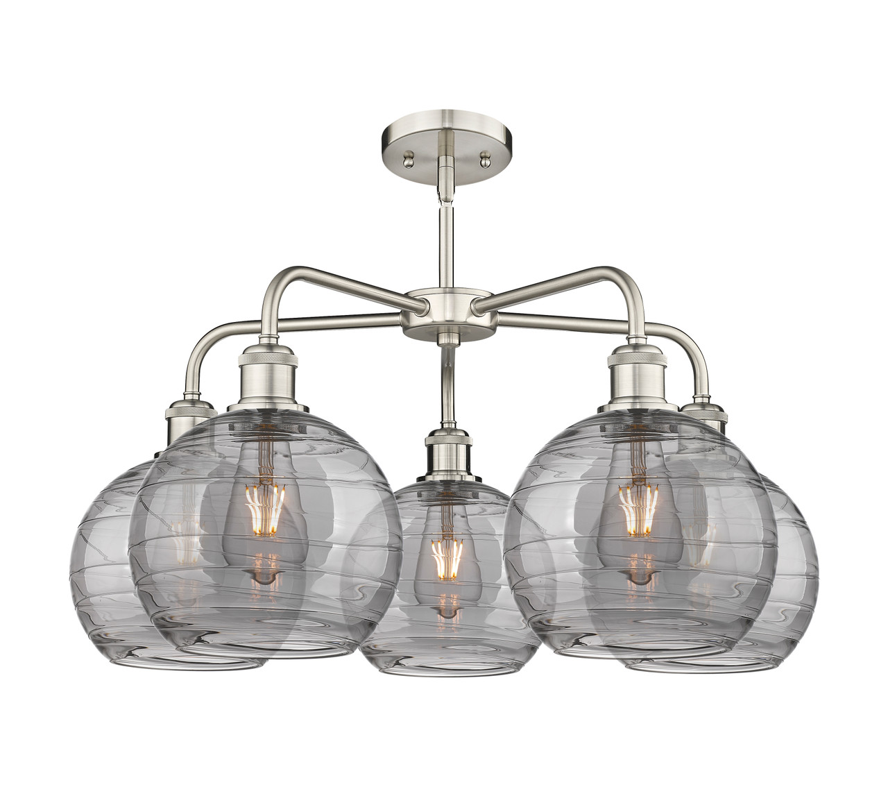 INNOVATIONS 516-5CR-SN-G1213-8SM Athens Deco Swirl 5 26 inch Chandelier Satin Nickel
