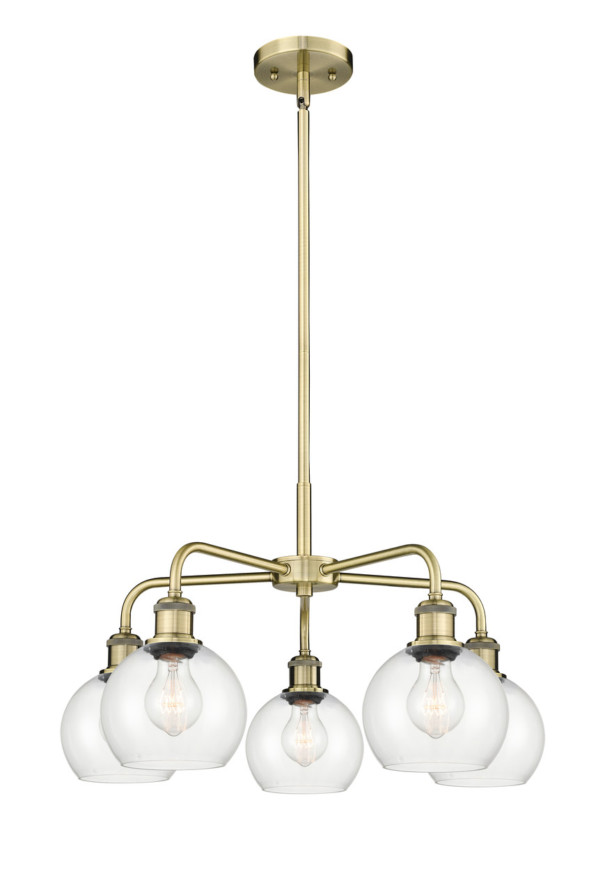 INNOVATIONS 516-5CR-AB-G122-6 Athens 5 24 inch Chandelier Antique Brass