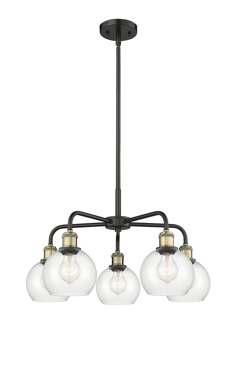 INNOVATIONS 516-5CR-BAB-G122-6 Athens 5 24 inch Chandelier Black Antique Brass