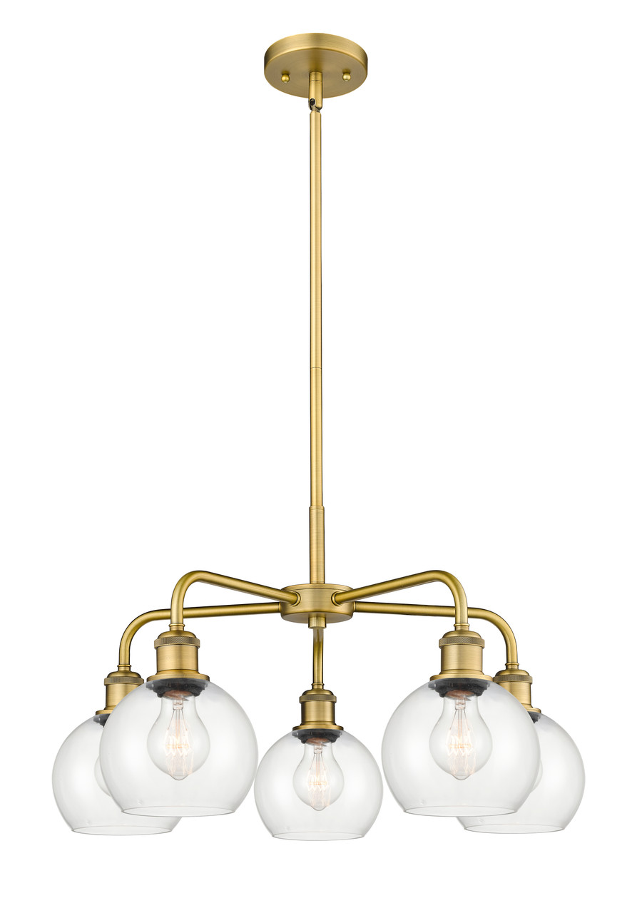 INNOVATIONS 516-5CR-BB-G122-6 Athens 5 24 inch Chandelier Brushed Brass