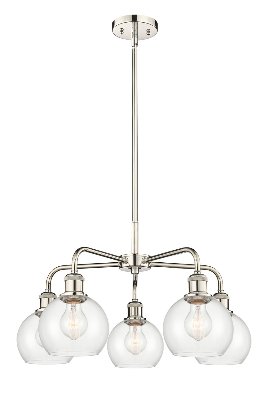 INNOVATIONS 516-5CR-PN-G122-6 Athens 5 24 inch Chandelier Polished Nickel
