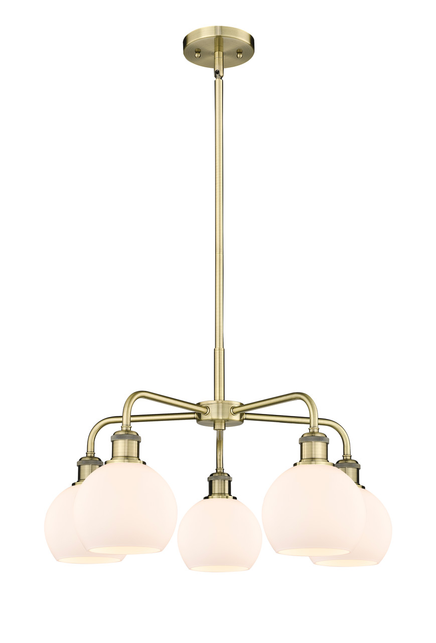 INNOVATIONS 516-5CR-AB-G121-6 Athens 5 24 inch Chandelier Antique Brass