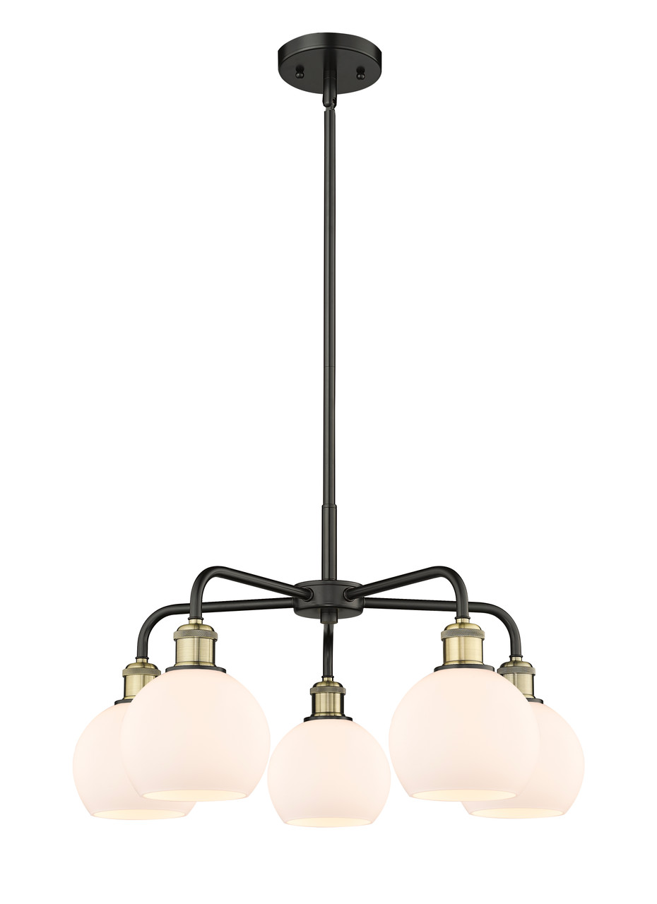 INNOVATIONS 516-5CR-BAB-G121-6 Athens 5 24 inch Chandelier Black Antique Brass