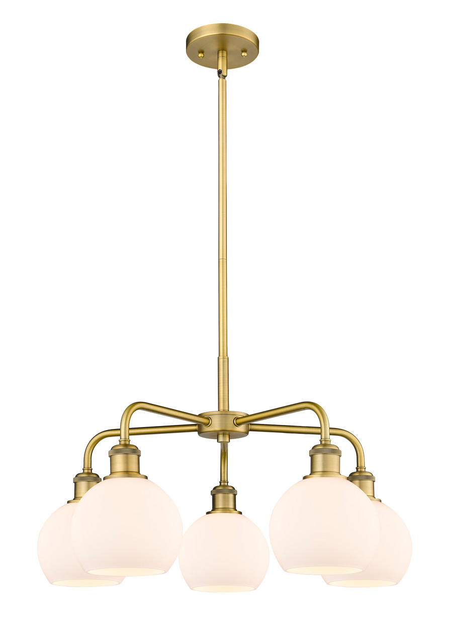 INNOVATIONS 516-5CR-BB-G121-6 Athens 5 24 inch Chandelier Brushed Brass