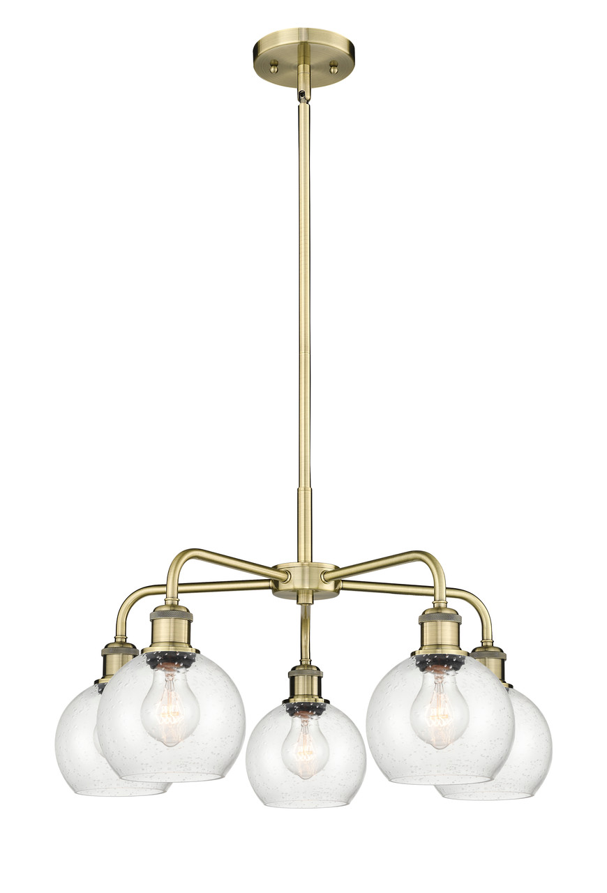 INNOVATIONS 516-5CR-AB-G124-6 Athens 5 24 inch Chandelier Antique Brass
