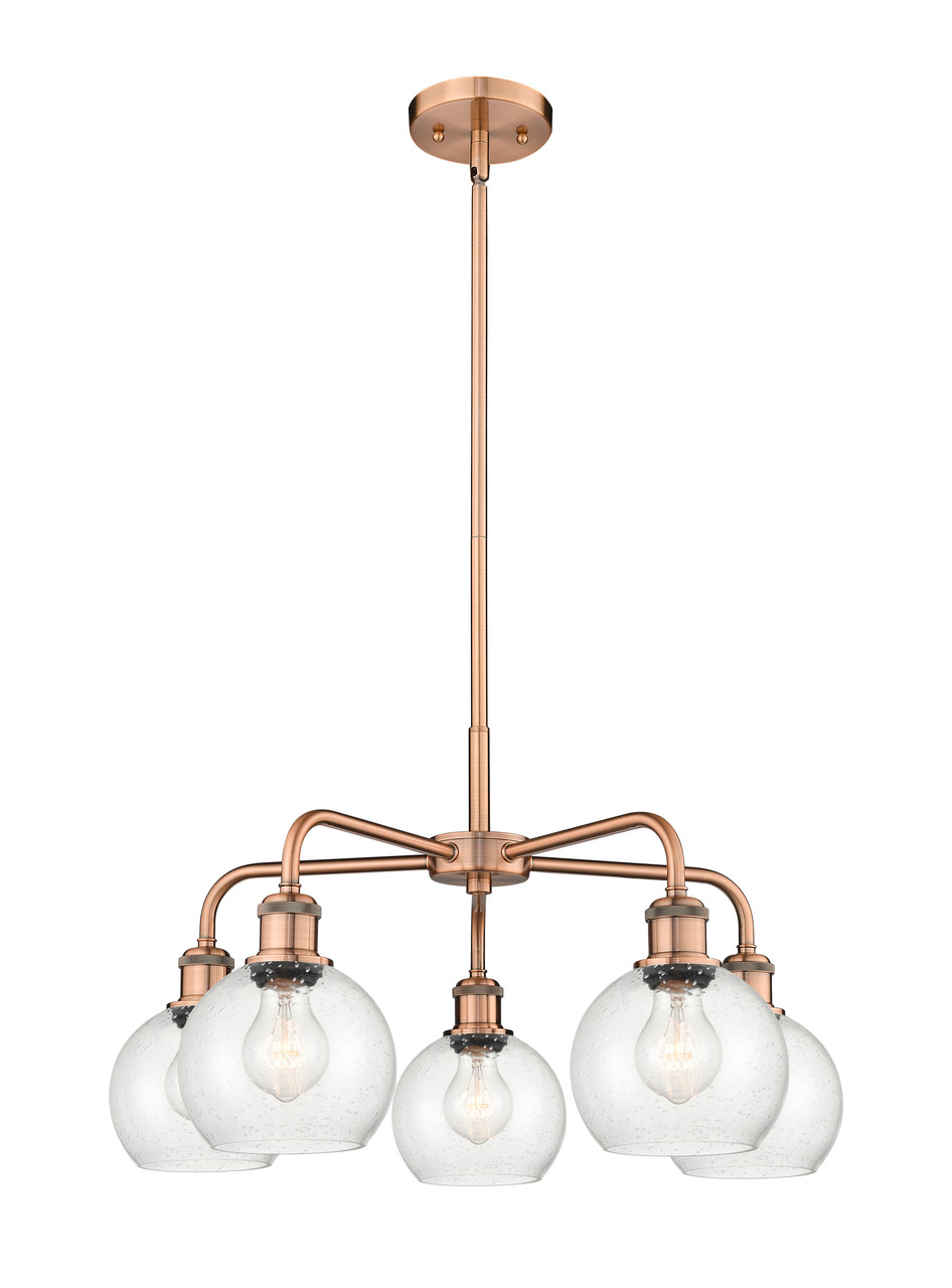 INNOVATIONS 516-5CR-AC-G124-6 Athens 5 24 inch Chandelier Antique Copper