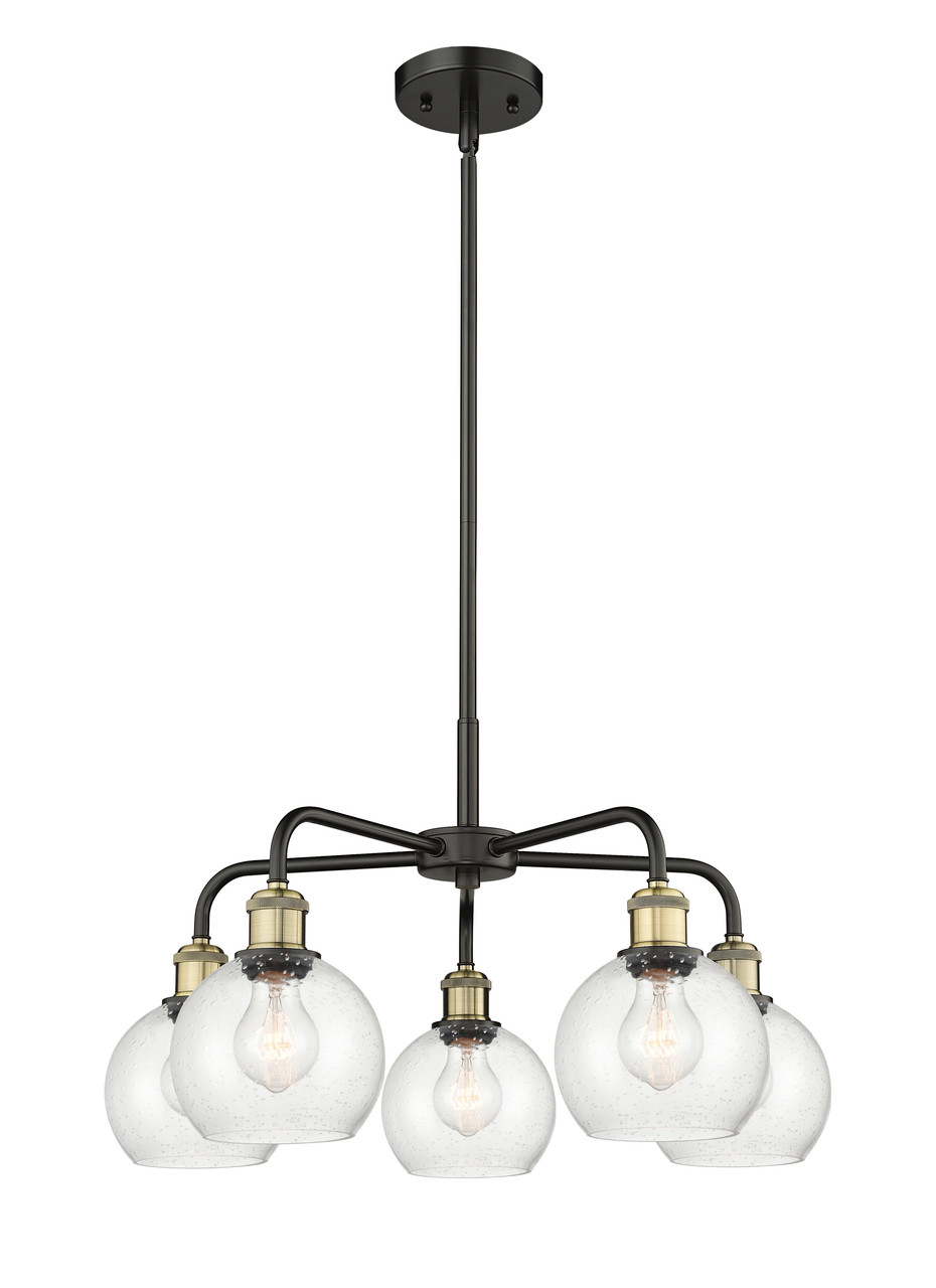INNOVATIONS 516-5CR-BAB-G124-6 Athens 5 24 inch Chandelier Black Antique Brass