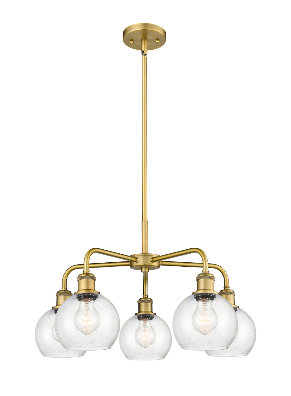 INNOVATIONS 516-5CR-BB-G124-6 Athens 5 24 inch Chandelier Brushed Brass