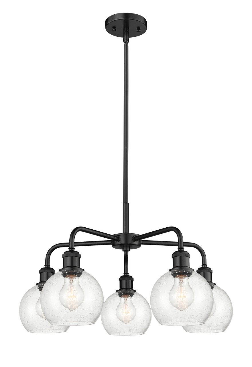 INNOVATIONS 516-5CR-BK-G124-6 Athens 5 24 inch Chandelier Matte Black