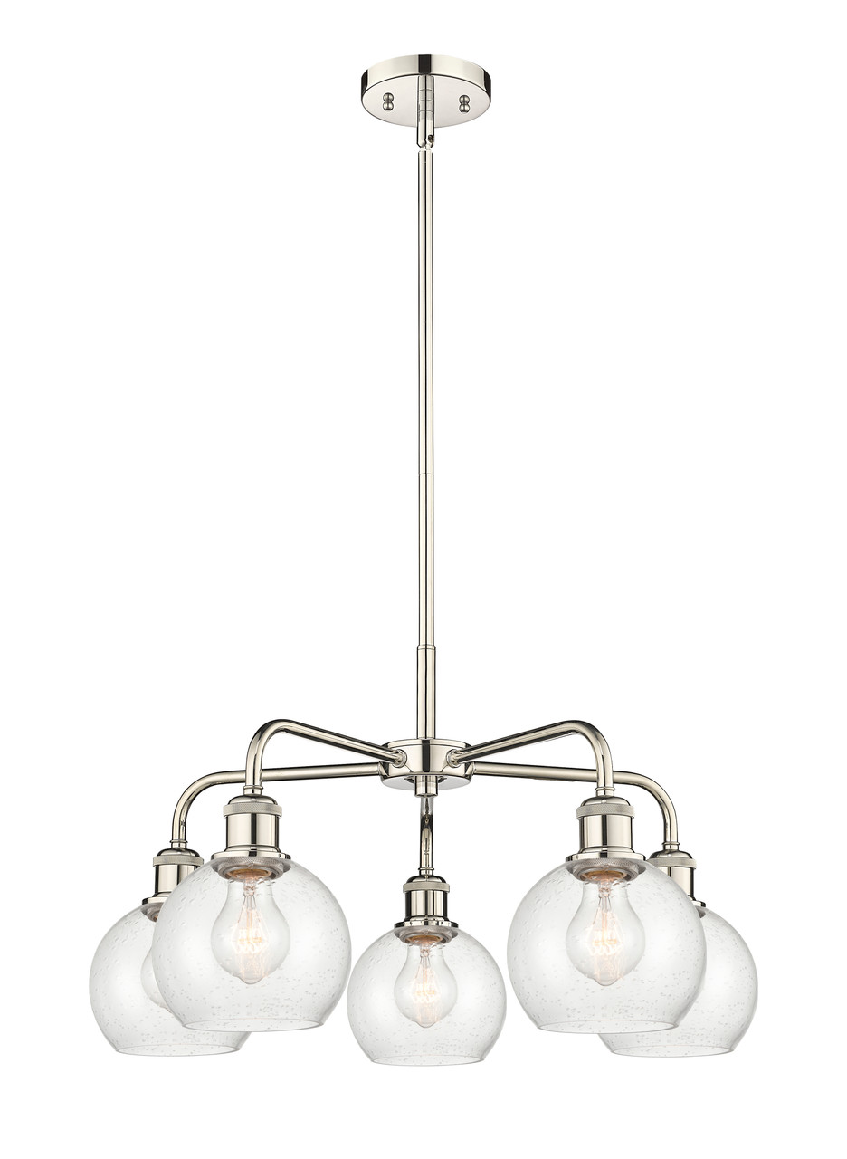 INNOVATIONS 516-5CR-PN-G124-6 Athens 5 24 inch Chandelier Polished Nickel