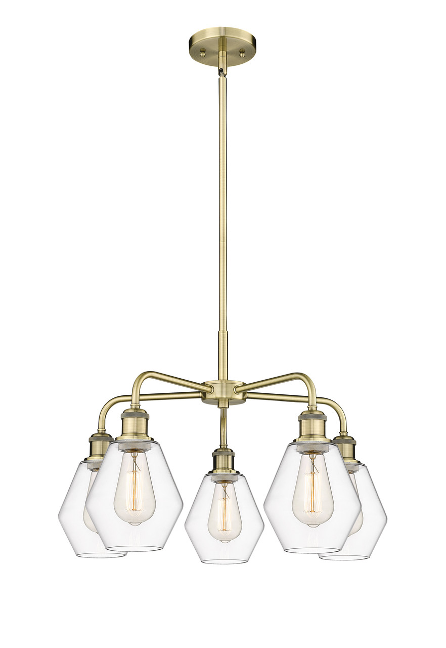 INNOVATIONS 516-5CR-AB-G652-6 Cindyrella 5 24 inch Chandelier Antique Brass