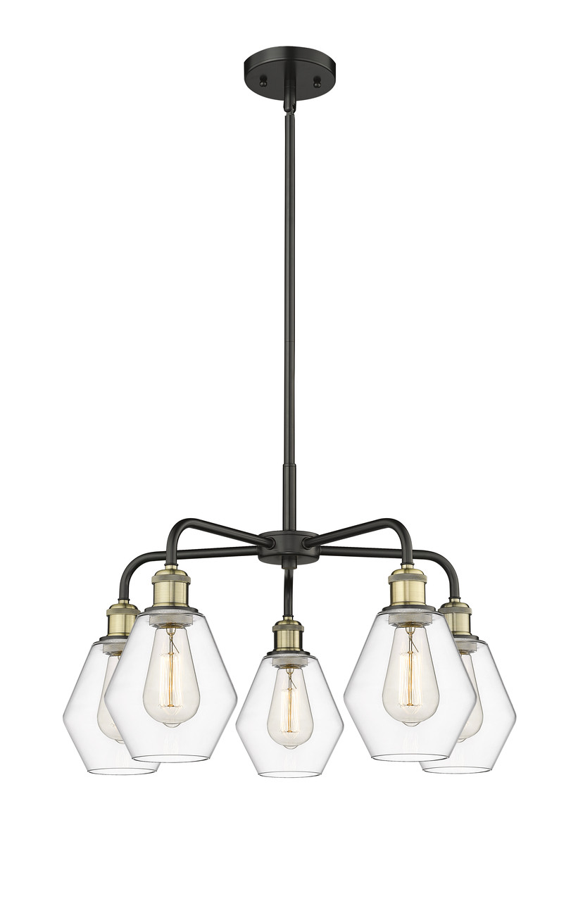 INNOVATIONS 516-5CR-BAB-G652-6 Cindyrella 5 24 inch Chandelier Black Antique Brass