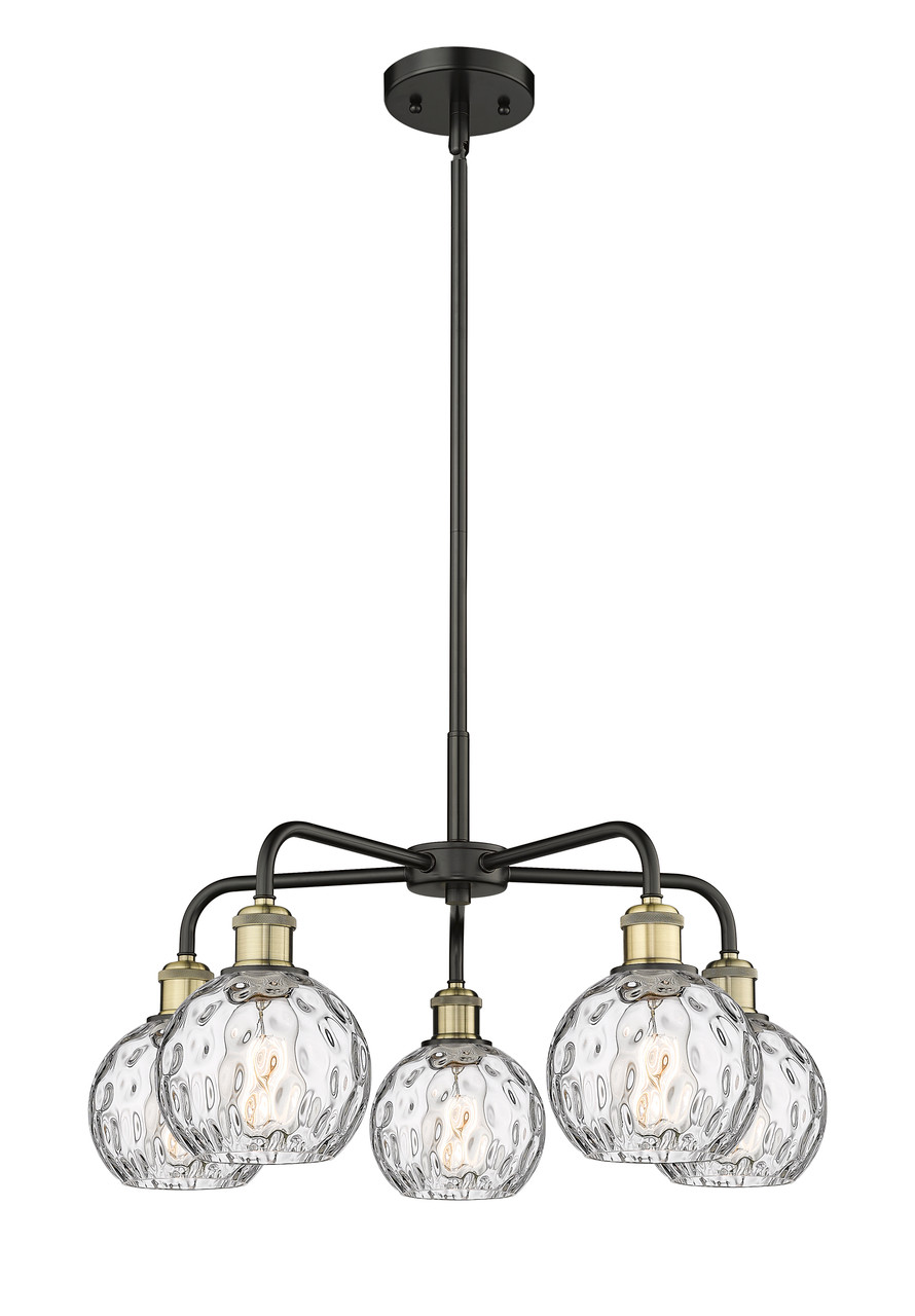 INNOVATIONS 516-5CR-BAB-G1215-6 Athens Water Glass 5 23.875 inch Chandelier Black Antique Brass