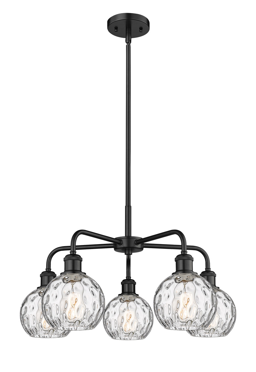 INNOVATIONS 516-5CR-BK-G1215-6 Athens Water Glass 5 23.875 inch Chandelier Matte Black
