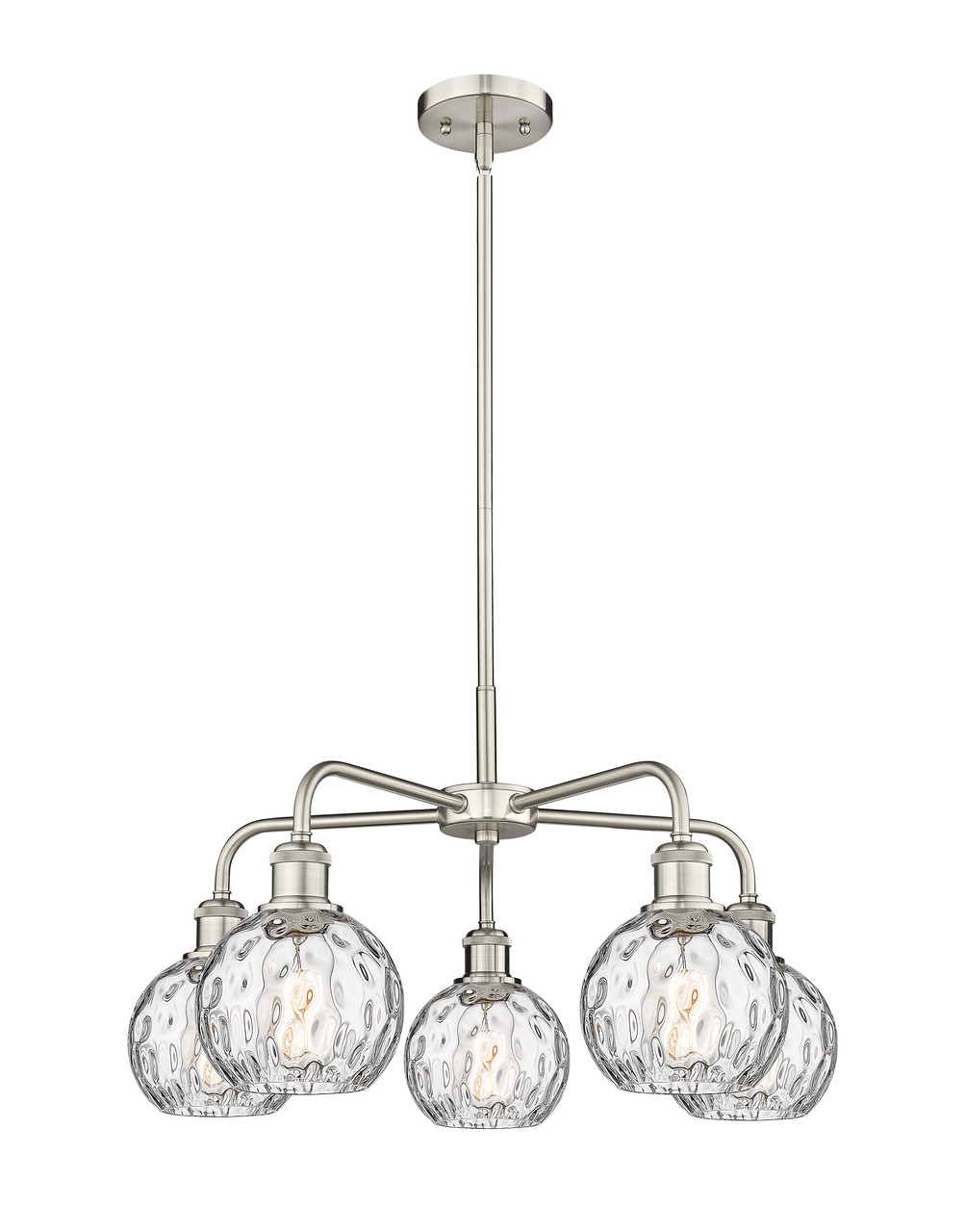 INNOVATIONS 516-5CR-SN-G1215-6 Athens Water Glass 5 23.875 inch Chandelier Satin Nickel