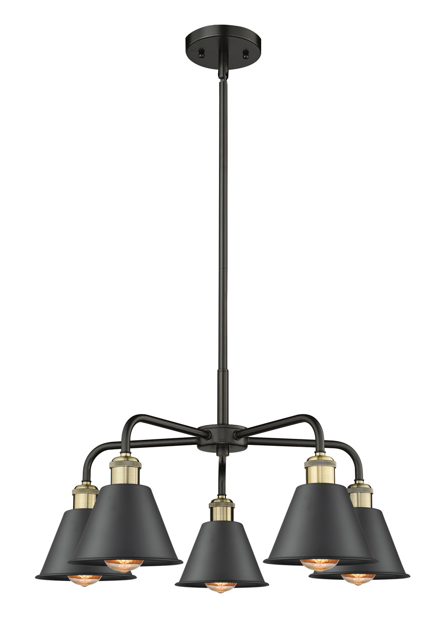 INNOVATIONS 516-5CR-BAB-M8-BK Ballston 5 24.5 inch Chandelier Black Antique Brass