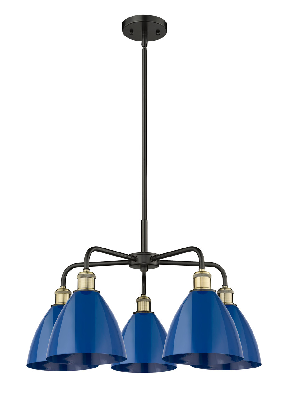 INNOVATIONS 516-5CR-BAB-MBD-75-BL Ballston Dome 5 25.5 inch Chandelier Black Antique Brass