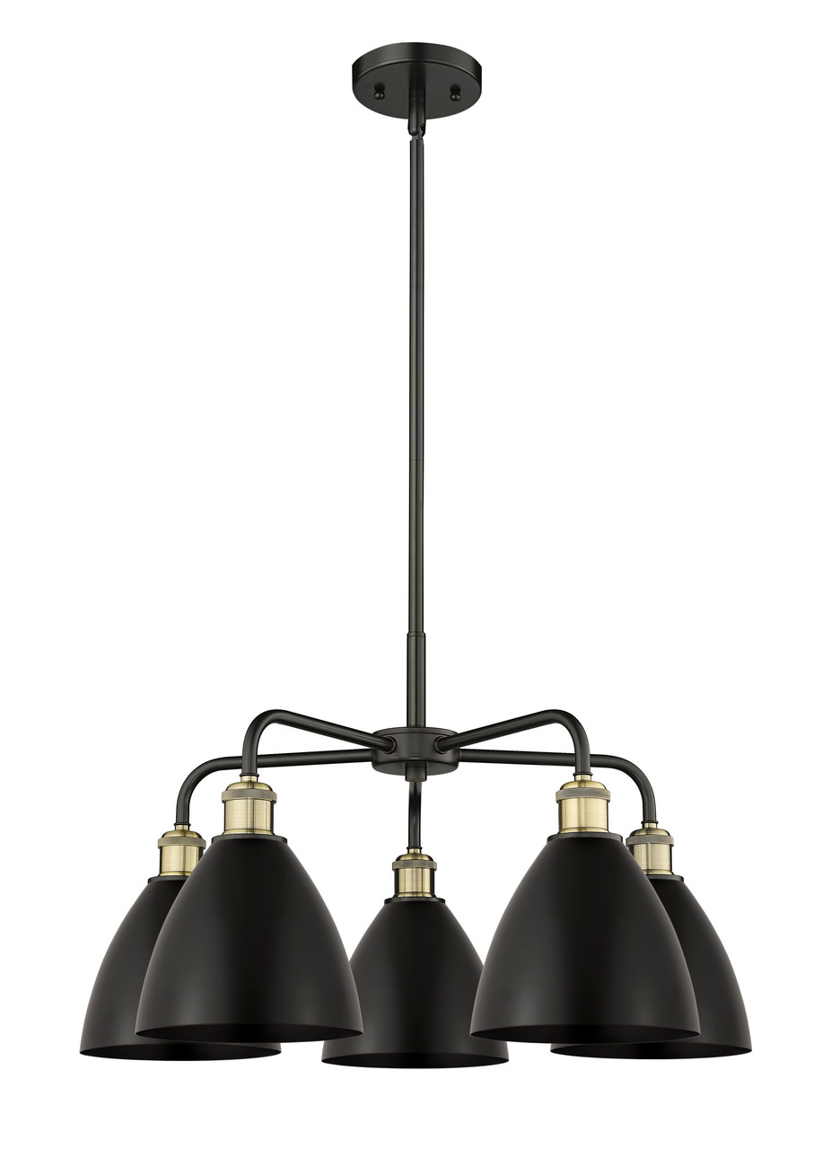 INNOVATIONS 516-5CR-BAB-MBD-75-BK Ballston Dome 5 25.5 inch Chandelier Black Antique Brass