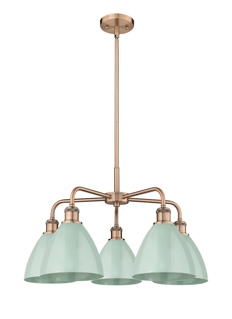 INNOVATIONS 516-5CR-AC-MBD-75-SF Ballston Dome 5 25.5 inch Chandelier Antique Copper