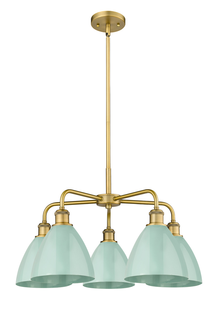 INNOVATIONS 516-5CR-BB-MBD-75-SF Ballston Dome 5 25.5 inch Chandelier Brushed Brass