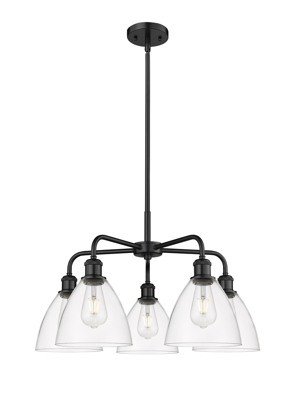 INNOVATIONS 516-5CR-BK-GBD-752 Bristol Glass 5 25.5 inch Chandelier Matte Black