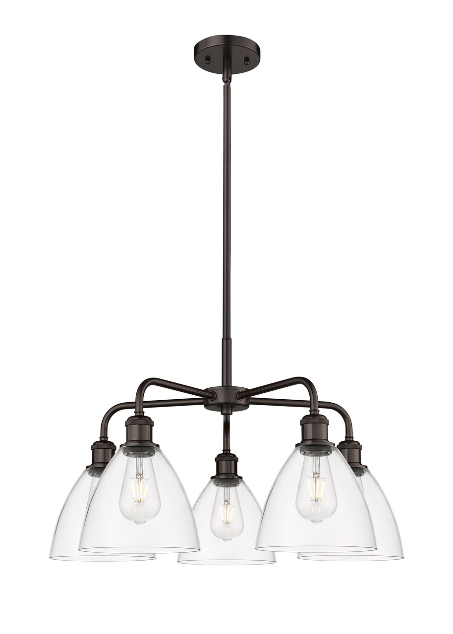 INNOVATIONS 516-5CR-OB-GBD-752 Bristol Glass 5 25.5 inch Chandelier Oil Rubbed Bronze