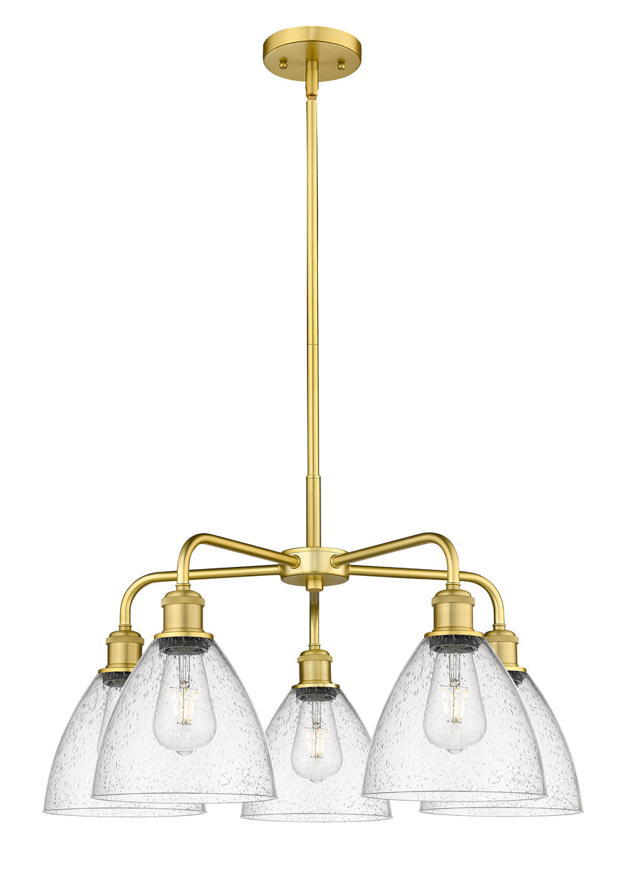 INNOVATIONS 516-5CR-SG-GBD-754 Bristol Glass 5 25.5 inch Chandelier Satin Gold