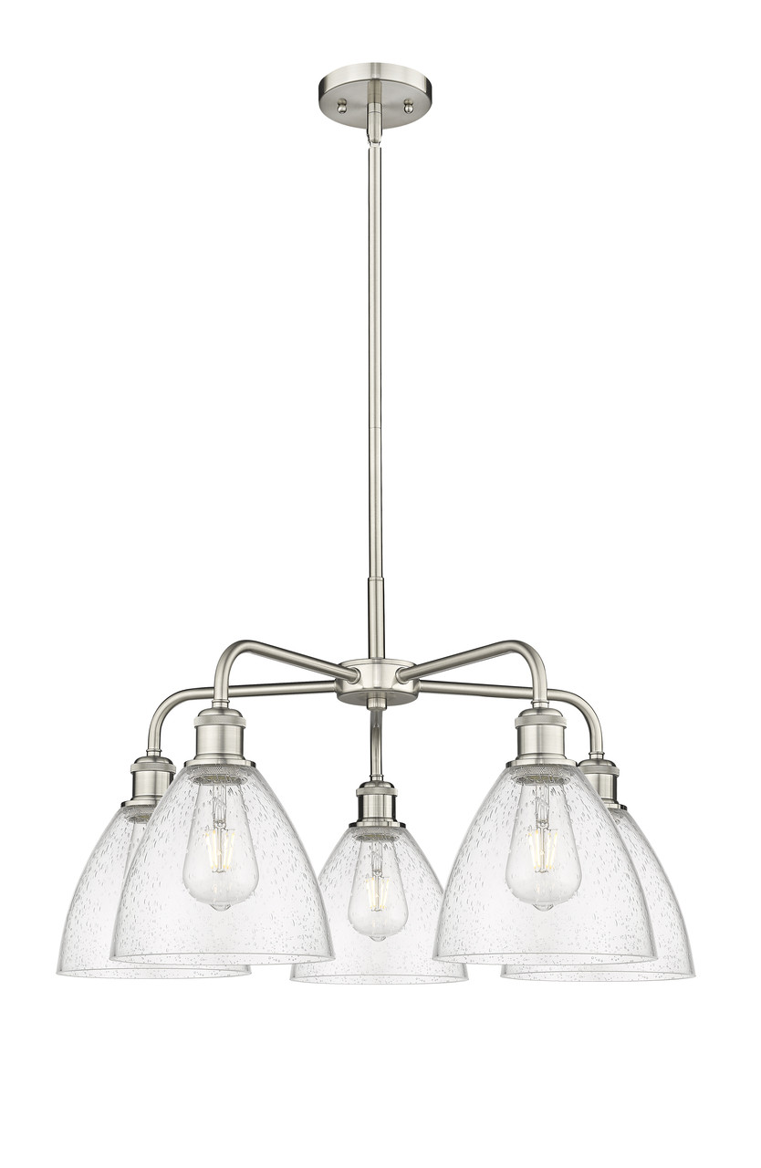 INNOVATIONS 516-5CR-SN-GBD-754 Bristol Glass 5 25.5 inch Chandelier Satin Nickel