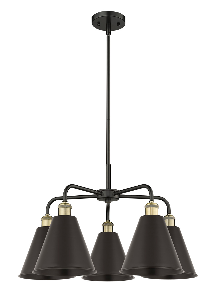 INNOVATIONS 516-5CR-BAB-MBC-8-BK Ballston Cone 5 26 inch Chandelier Black Antique Brass