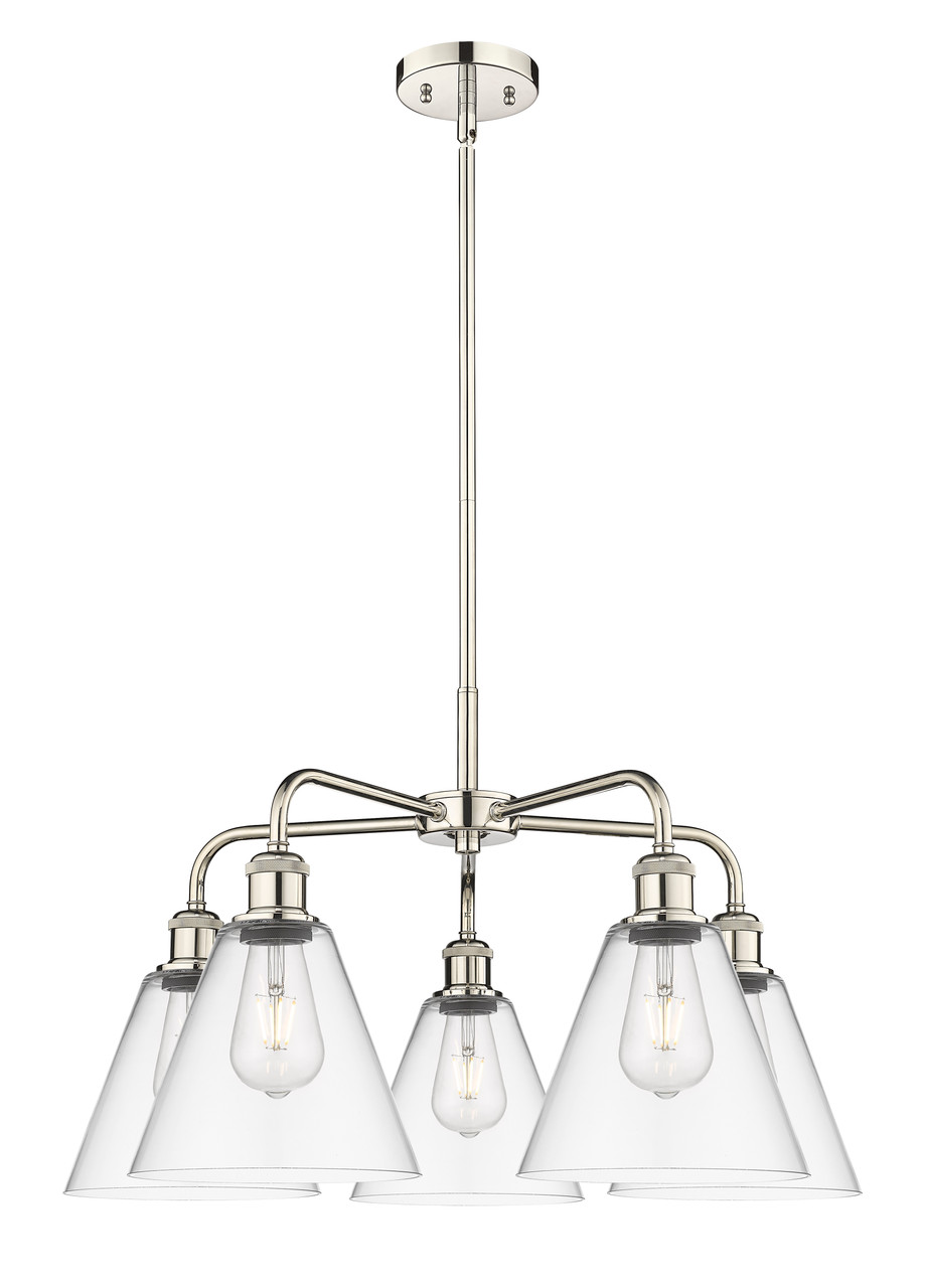 INNOVATIONS 516-5CR-PN-GBC-82 Berkshire 5 26 inch Chandelier Polished Nickel