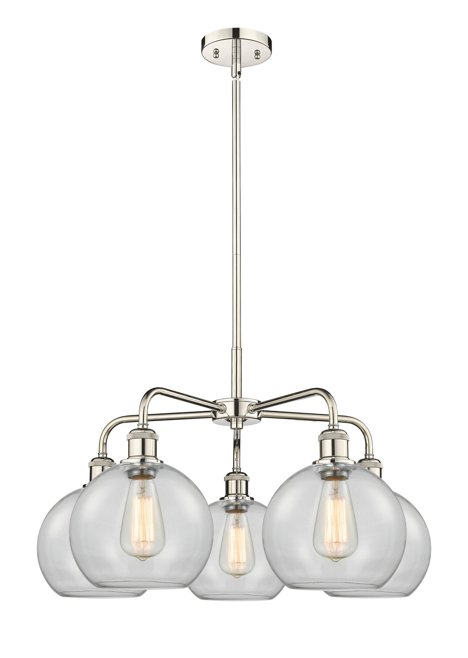 INNOVATIONS 516-5CR-PN-G122-8 Athens 5 26 inch Chandelier Polished Nickel