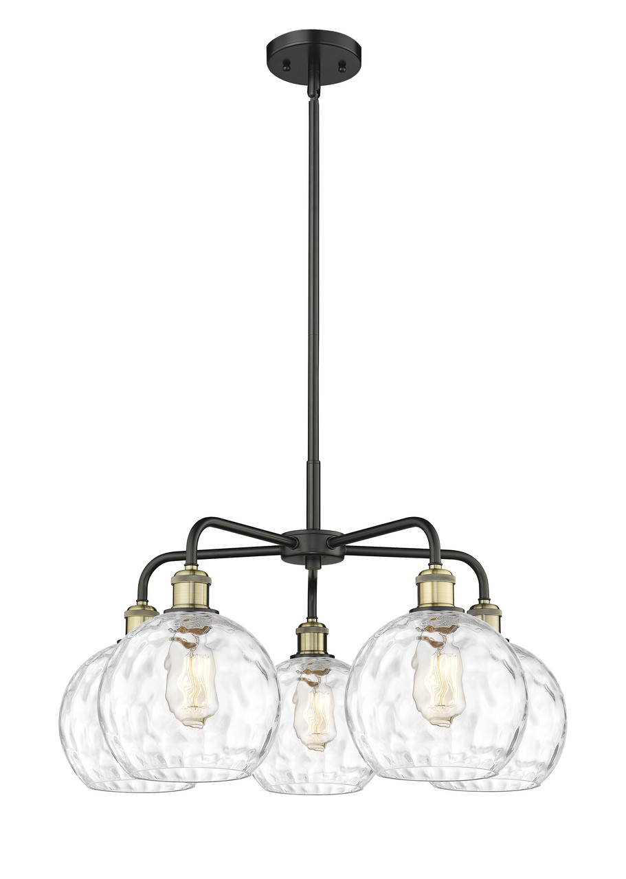INNOVATIONS 516-5CR-BAB-G1215-8 Athens Water Glass 5 26 inch Chandelier Black Antique Brass
