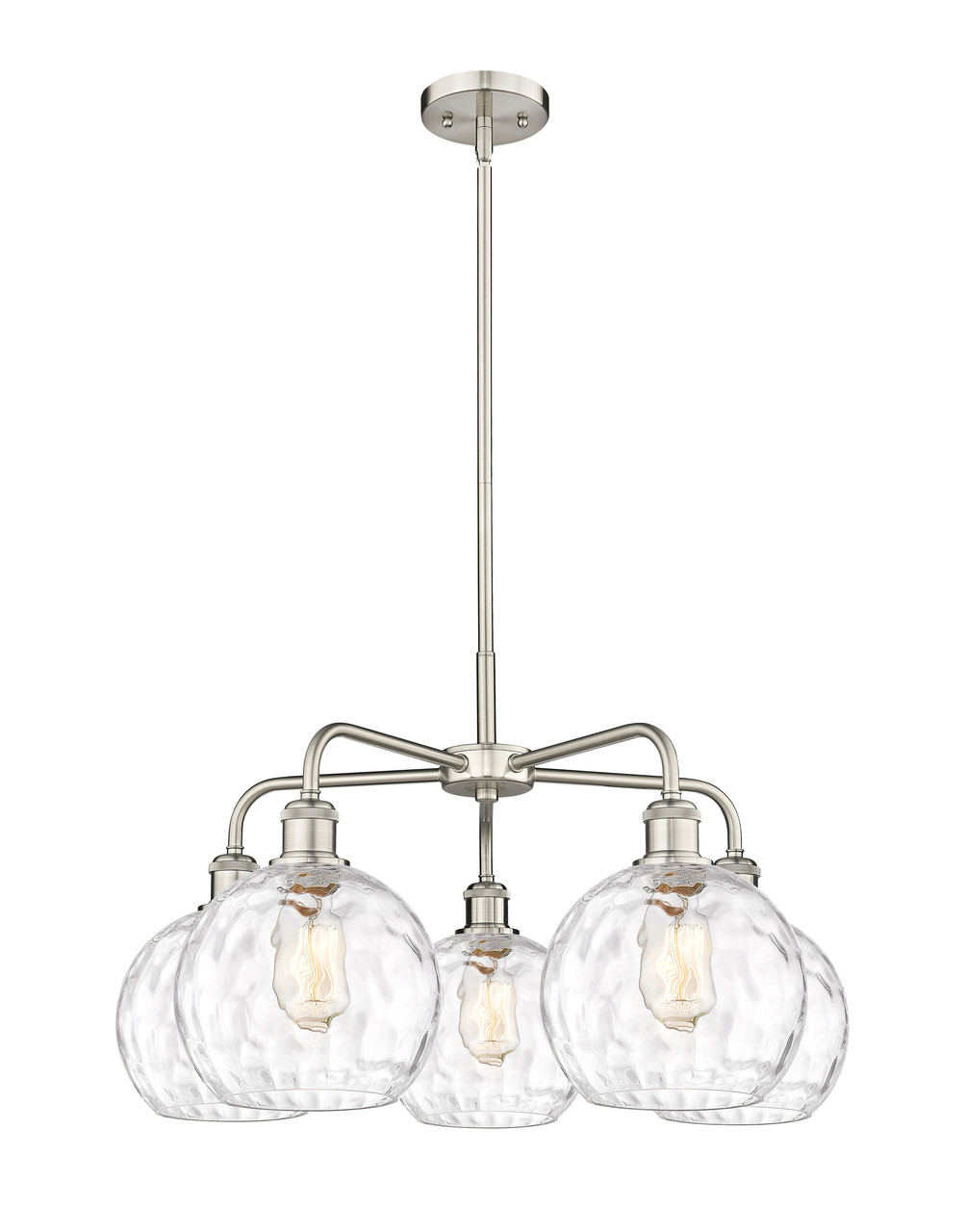 INNOVATIONS 516-5CR-SN-G1215-8 Athens Water Glass 5 26 inch Chandelier Satin Nickel