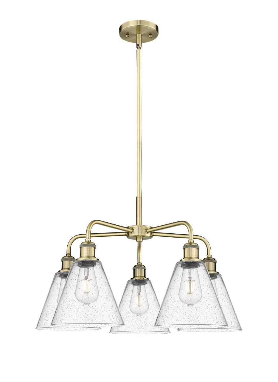 INNOVATIONS 516-5CR-AB-GBC-84 Berkshire 5 26 inch Chandelier Antique Brass