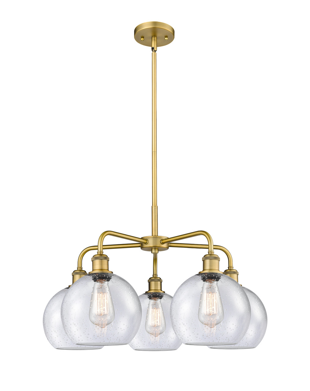 INNOVATIONS 516-5CR-BB-G124-8 Athens 5 26 inch Chandelier Brushed Brass