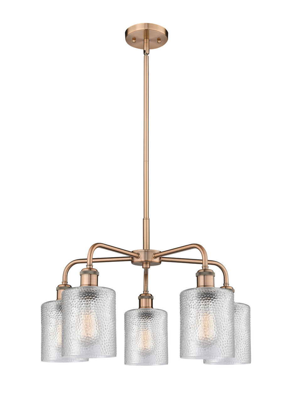 INNOVATIONS 516-5CR-AC-G112 Cobbleskill 5 23 inch Chandelier Antique Copper