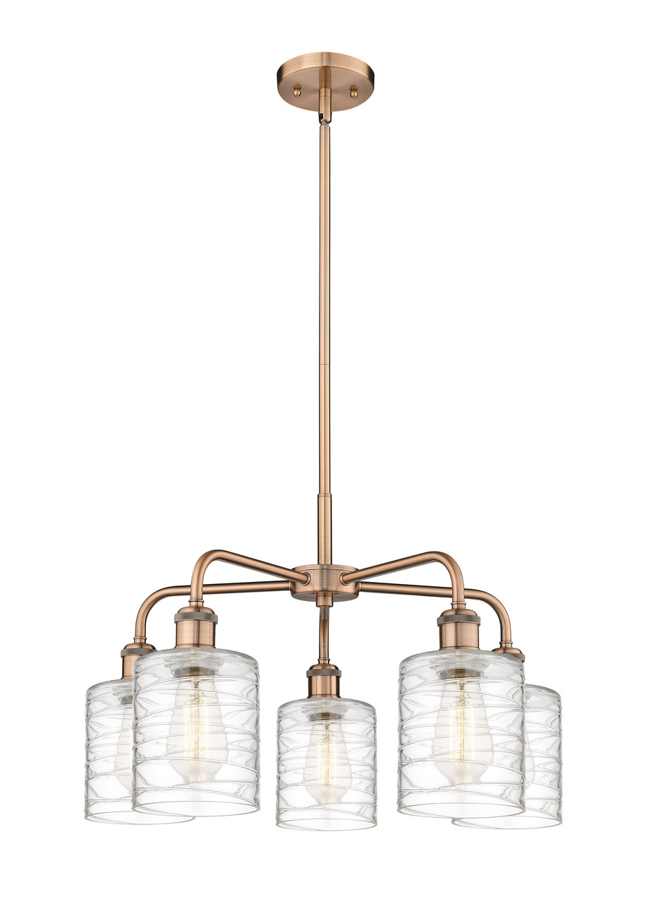 INNOVATIONS 516-5CR-AC-G1113 Cobbleskill 5 23 inch Chandelier Antique Copper