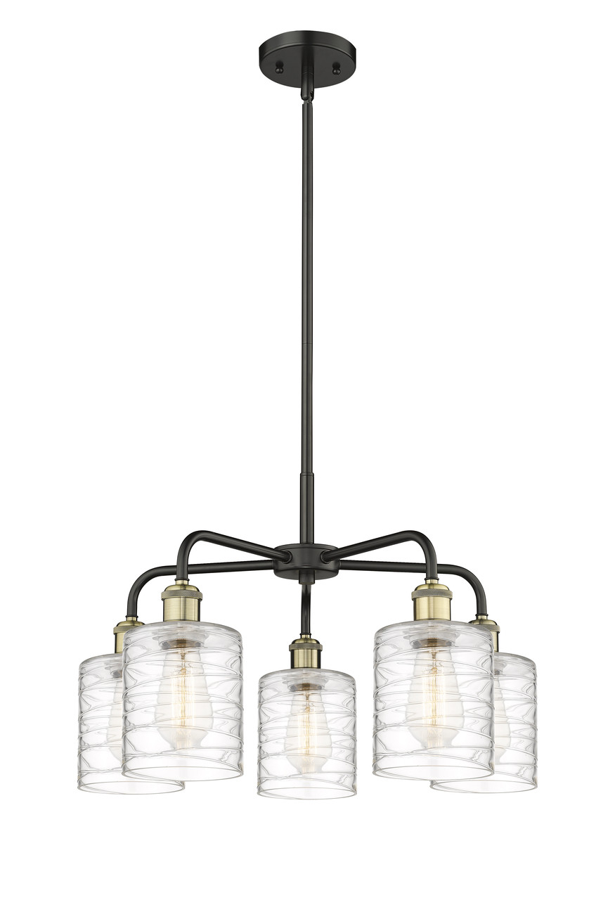 INNOVATIONS 516-5CR-BAB-G1113 Cobbleskill 5 23 inch Chandelier Black Antique Brass