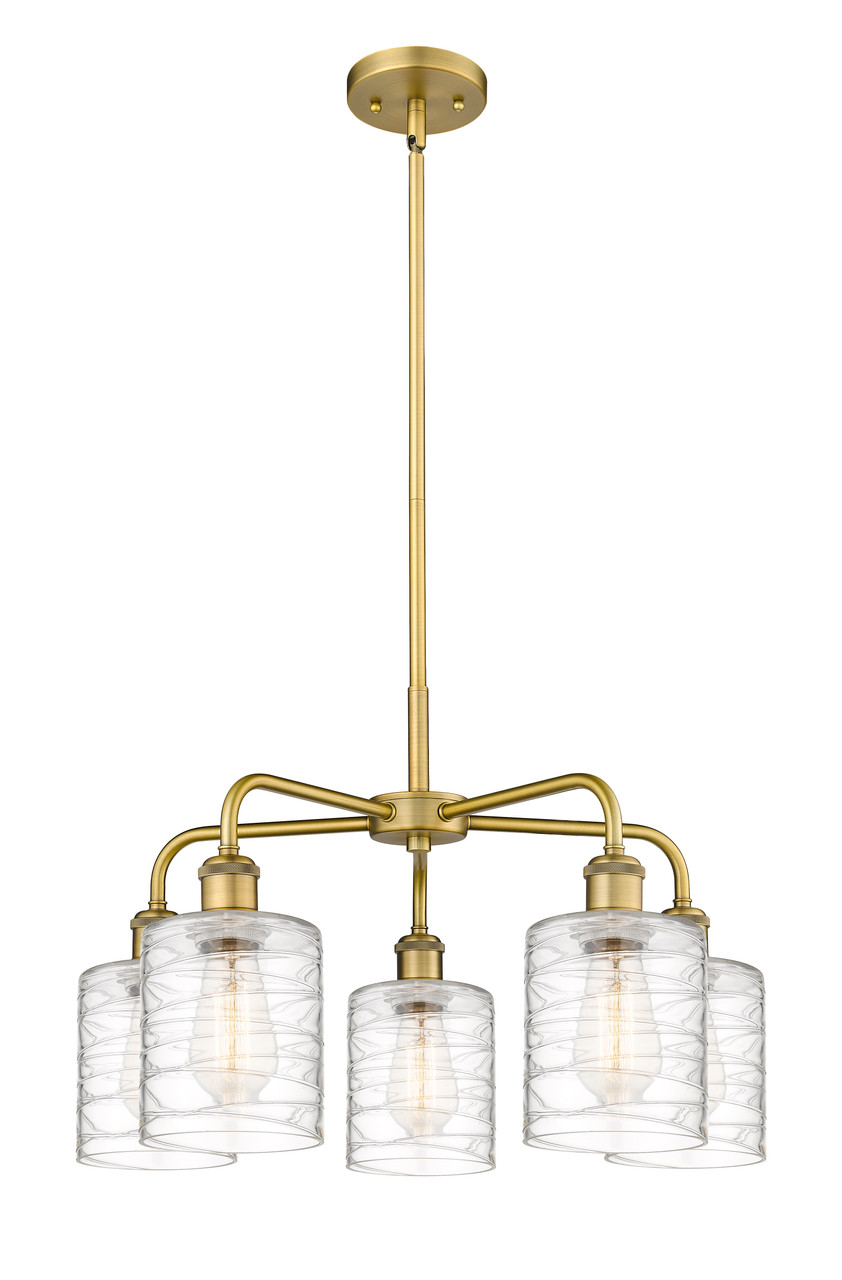 INNOVATIONS 516-5CR-BB-G1113 Cobbleskill 5 23 inch Chandelier Brushed Brass