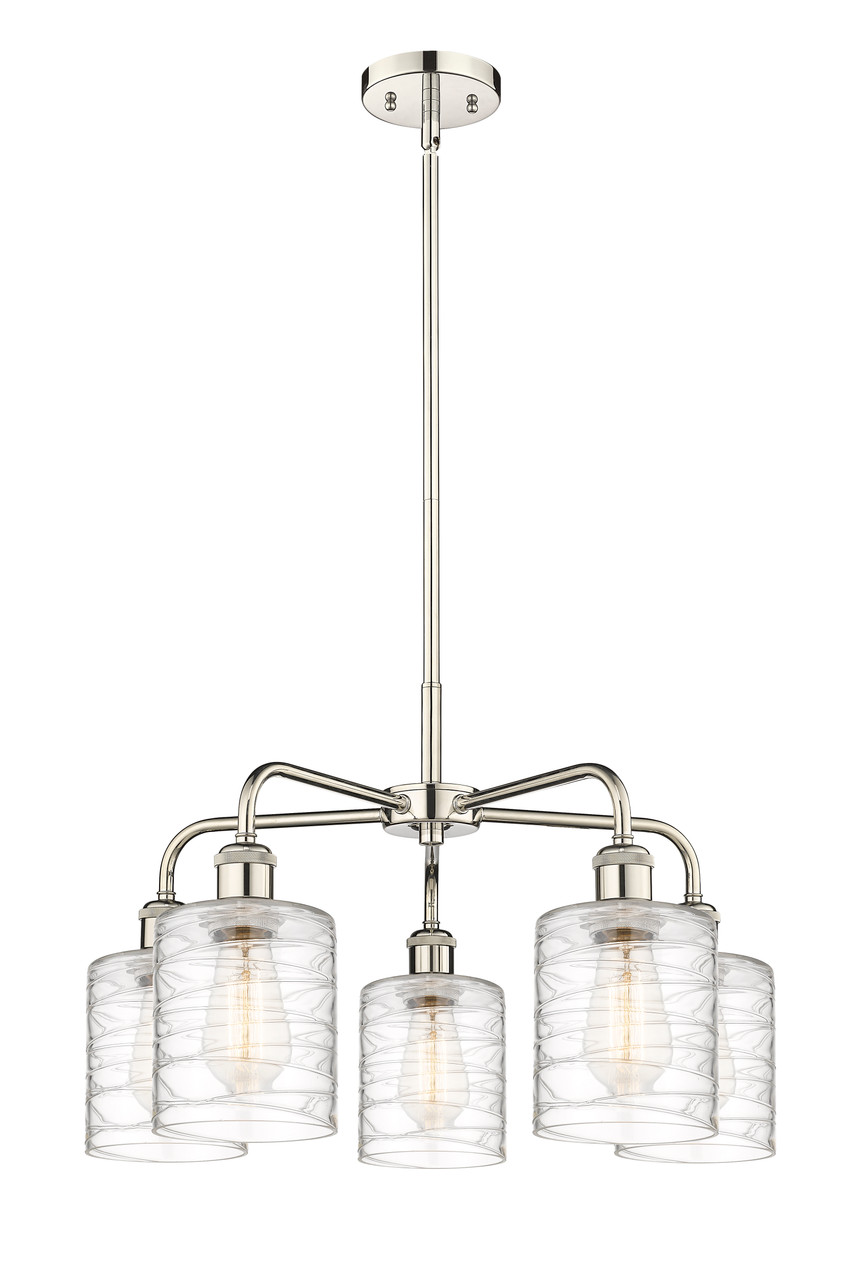 INNOVATIONS 516-5CR-PN-G1113 Cobbleskill 5 23 inch Chandelier Polished Nickel