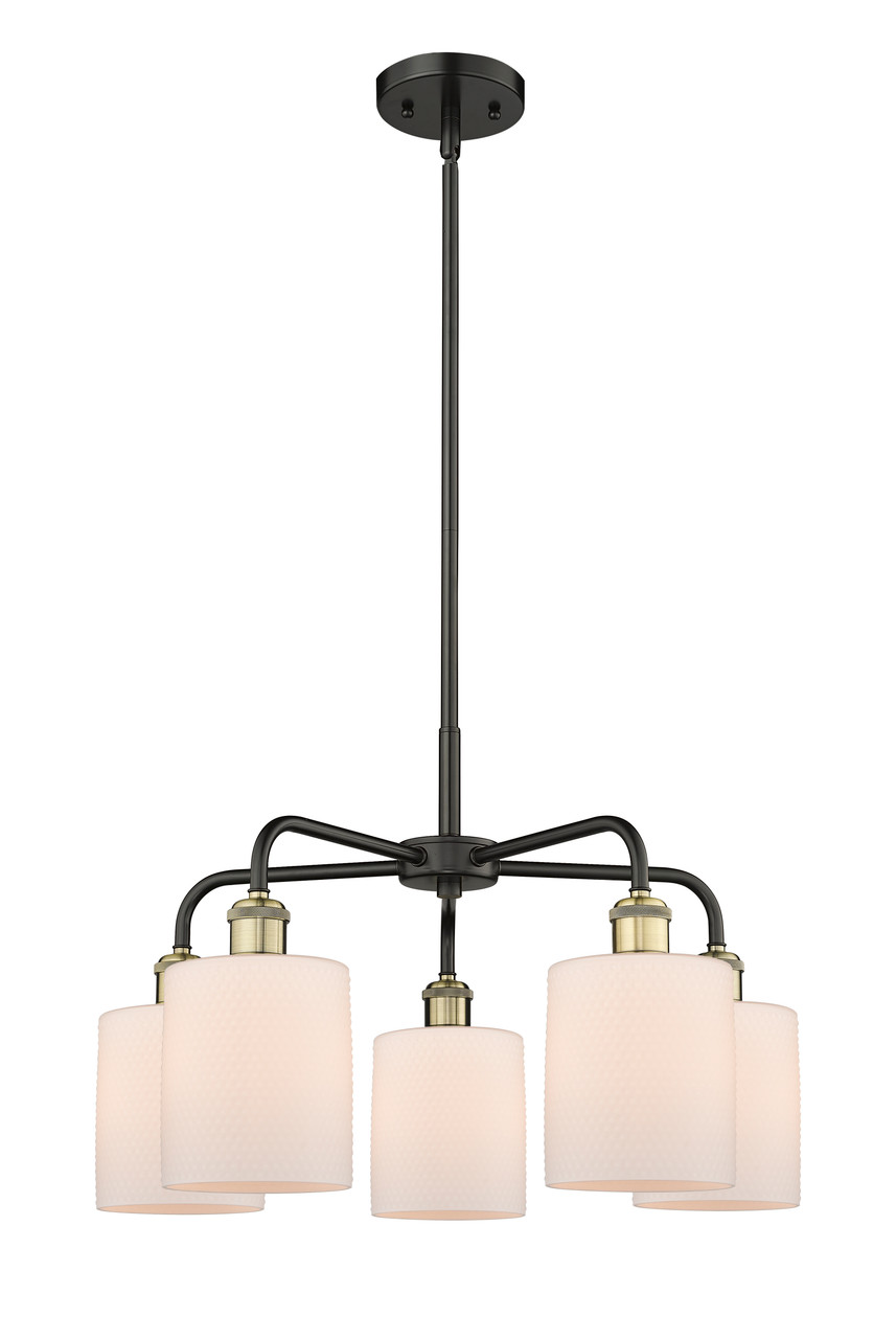 INNOVATIONS 516-5CR-BAB-G111 Cobbleskill 5 23 inch Chandelier Black Antique Brass