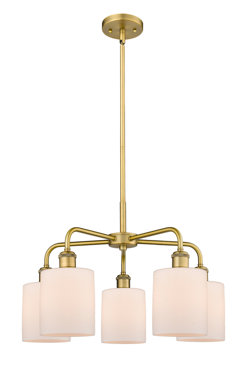 INNOVATIONS 516-5CR-BB-G111 Cobbleskill 5 23 inch Chandelier Brushed Brass