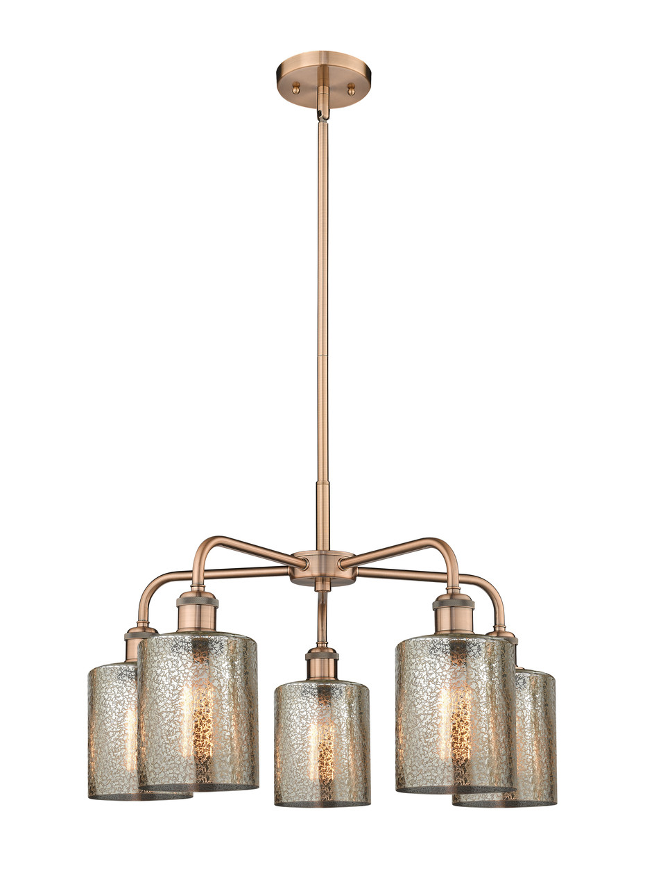 INNOVATIONS 516-5CR-AC-G116 Cobbleskill 5 23 inch Chandelier Antique Copper