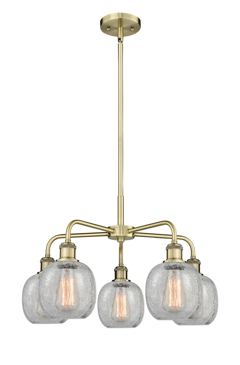 INNOVATIONS 516-5CR-AB-G105 Belfast 5 24 inch Chandelier Antique Brass