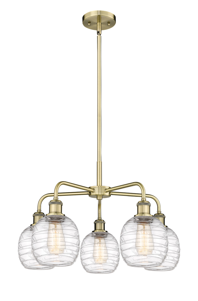 INNOVATIONS 516-5CR-AB-G1013 Belfast 5 24 inch Chandelier Antique Brass